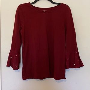 Red Blouse with Pearl Sleeves
